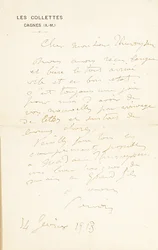 Carta Autógrafa Firmada a Dr. Fritz Thurneyssen, París y Les Collettes, 24 de Junio de 1908