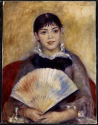 Chica con abanico (Alphonsine Fournaise). Pintura de Pierre Auguste Renoir (1841-1919)