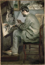 Frederic Bazille pintando La garza (óleo sobre lienzo)