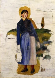 Niña con medias rojas