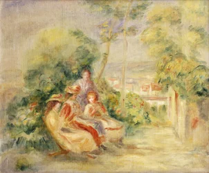 Niñas en un jardín, hacia 1895
