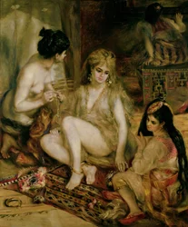 Interior de un harén en Montmartre, mujeres parisinas vestidas como argelinas