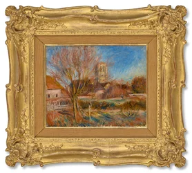 La iglesia de Essoyes, hacia 1900 (óleo sobre lienzo)