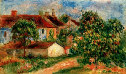 Casas de pueblo, techos rojos