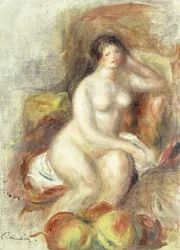 Mujer desnuda sentada con manzanas, hacia 1908