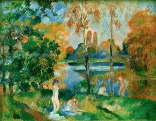 Paisaje con bañistas