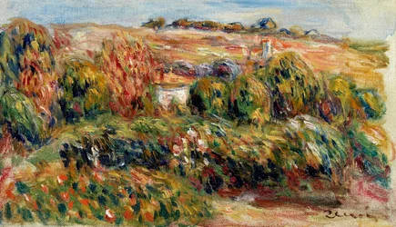 Paisaje en Provenza (Francia). Pintura de Pierre Auguste Renoir (1841-1919), óleo sobre lienzo, hacia 1900. Arte francés, siglo XX, impresionismo. Colección privada.