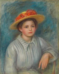 Retrato de una mujer con sombrero con flores, c.1890