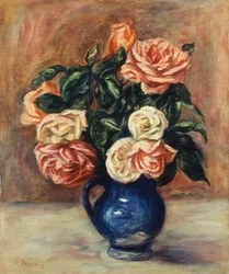Rosas en un Jarrón Azul, c.1900