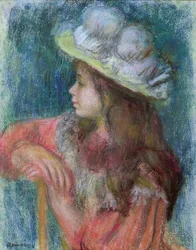 Joven sentada con sombrero blanco, 1884