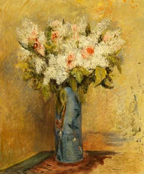 Jarrón de lirios y rosas, c.1870