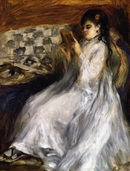 Mujer de Blanco Leyendo
