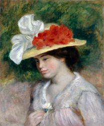Mujer con sombrero floreado