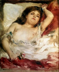 Mujer estirándose: la rosa. Pintura de Pierre Auguste Renoir