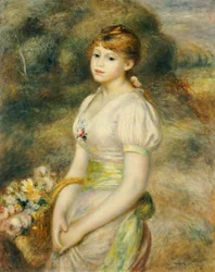 Niña con una canasta de flores