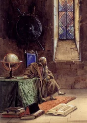 Galilea Representación de Galileo Galilei en la obra "Galilea" de François Ponsard (1814-1867) en la Comedia Francesa en 1867. El astrónomo es representado allí en prisión. Ilustración de Pierre Beauvallet (1801-1873) 1867 París, Comedie francaise -