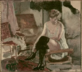 Estudio de joven mujer en su chaise longue
