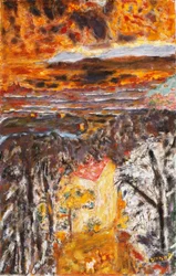 Paisaje, la casa rosa, puesta de sol, c.1934