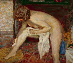 Desnudo en su tocador frente a la chimenea. Pintura de Pierre Bonnard (1867-1947) 1907