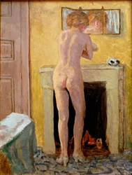Desnuda de pie ante el tocador. Pintura de Pierre Bonnard (1867-1947), 1919. Saint-Tropez, Musée de l