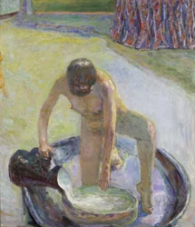Desnudo agachado en la bañera, 1918