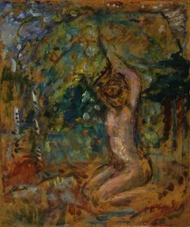 Pequeño Desnudo, brazos levantados, en un Paisaje, c.1907