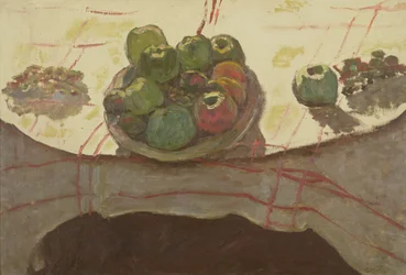 Plato de manzanas en una mesa, c.1910-12