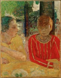 Reine Natanson y Marthe Bonnard con blusa roja