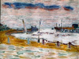 La salida del puerto en Trouville en Normandía