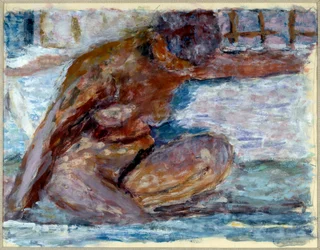 Desnudo en cuclillas