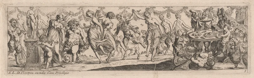 Ninfas y sátiros bailando