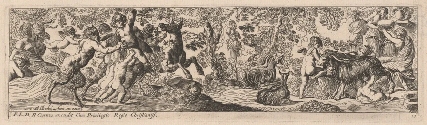 Sátiros y putti jugando con animales
