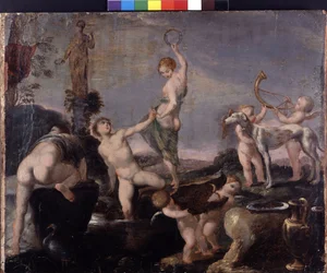 La caza de Meleagra con el jabalí - pintura