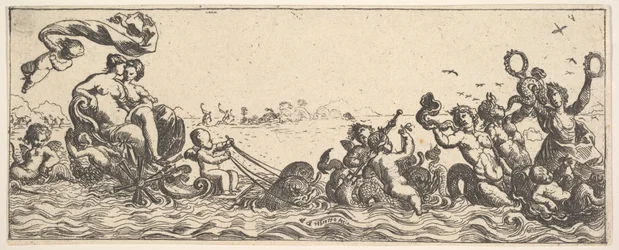 Dos mujeres sentadas en una concha, 1615-42