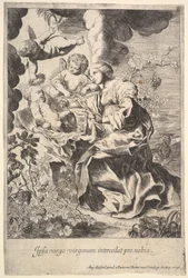 Virgen y niño con ángeles