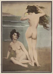 Mujeres bañándose (litografia de color)