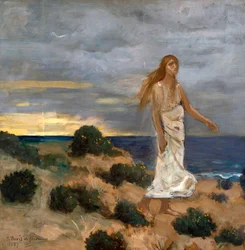Mujer en la playa, 1887