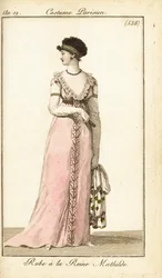 Mujer con un vestido al estilo de Matilde de Flandes, París