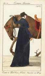 Mujer jinete o amazona con su caballo, París