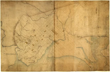 Mapa de puntos de Washington, D.C., 1791, antes del 19 de agosto. LOC 88694203