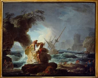 Naufragio. Pintura de Pierre Charles Le Mettay (1726-1759)