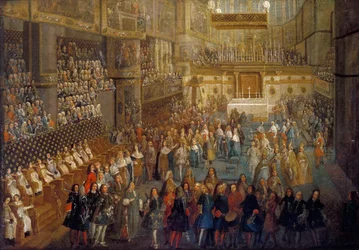 La coronación de Luis XV en la Catedral de Reims, 25 de octubre de 1722