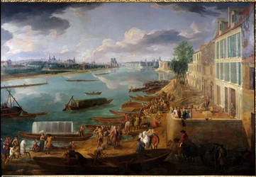 Vista de París, tomada desde el Quai de la Rapée en 1716 (detalle). Pintura de Pierre Denis Martin (1663-1742)