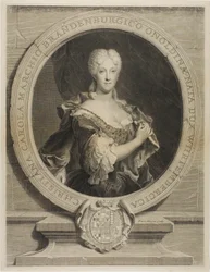 Retrato de Christine-Caroline, la Margravina de Brandenbourg-Onoltzbach, esposa de Guillaume-Frédéric de Wurtemburg, 1694-1723