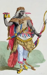 Reina Anna Nzinga (1583-1663), del "Receuil des Estampes, representant les Rangs et les Dignites, suivant le Costume de toutes les Nations existantes", publicado en 1780 (grabado coloreado a mano).