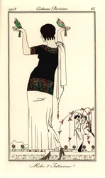 Mujer con blusa de manga corta y falda blanca