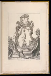 Cartucho y fuente con Venus y Amor