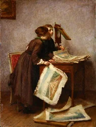 Niños mirando grabados, c.1870