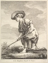 Niña pequeña haciendo trabajo agrícola, del Primer Libro de Figuras según las porcelanas de la M...