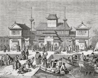 China, Shanghai, Aduana de Shanghai, grabado